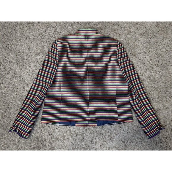 TALBOTS Two Piece Pencil Skirt Suit Set Rainbow Striped Career Office Formal 10 - Picture 4 of 15